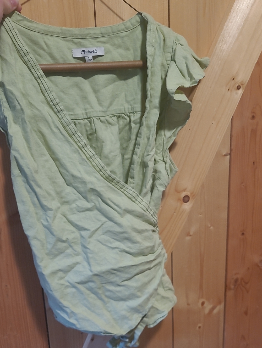 Madewell Pale Green Wrap Blouse